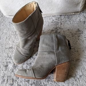 Rag and Bone Gray Newbury Leather Booties Back Zip